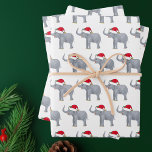 Cute White Elephant Christmas Party Wrapping Paper Sheets<br><div class="desc">Adorable white elephant Christmas wrapping paper. This wild animal looks very cute in a holiday red Santa hat with a little smile. I like Christmas animals and presents that kids will love.</div>