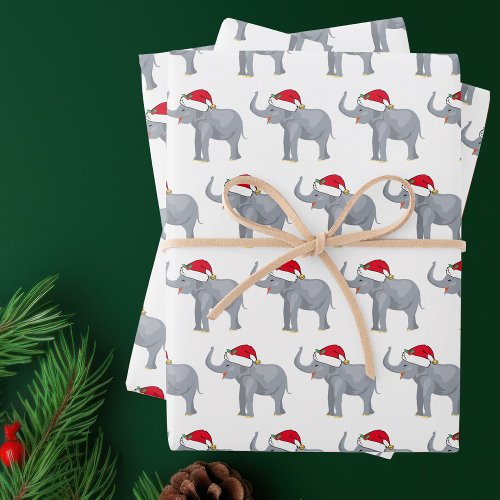Cute White Elephant Christmas Party Wrapping Paper Sheets