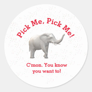 Cute White Elephant Classic Round Sticker