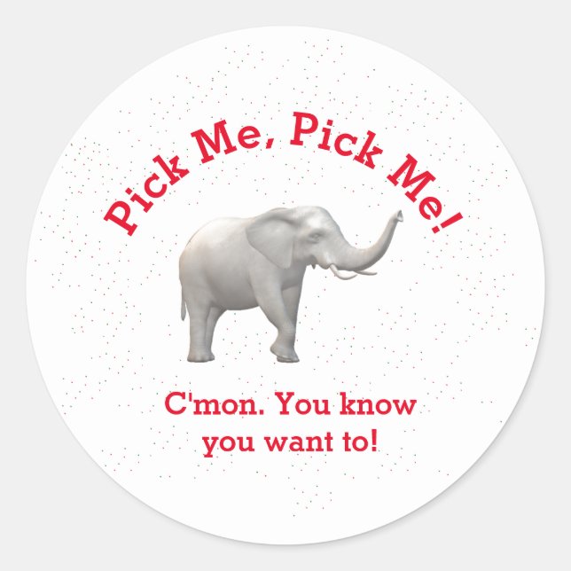 Cute White Elephant  Classic Round Sticker (Front)