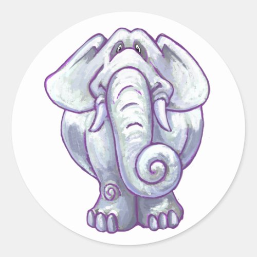 Cute White Elephant Gift Classic Round Sticker