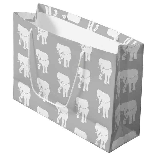 Cute White Elephant Gift Exchange Christmas Game Large Gift Bag (Front Angled)