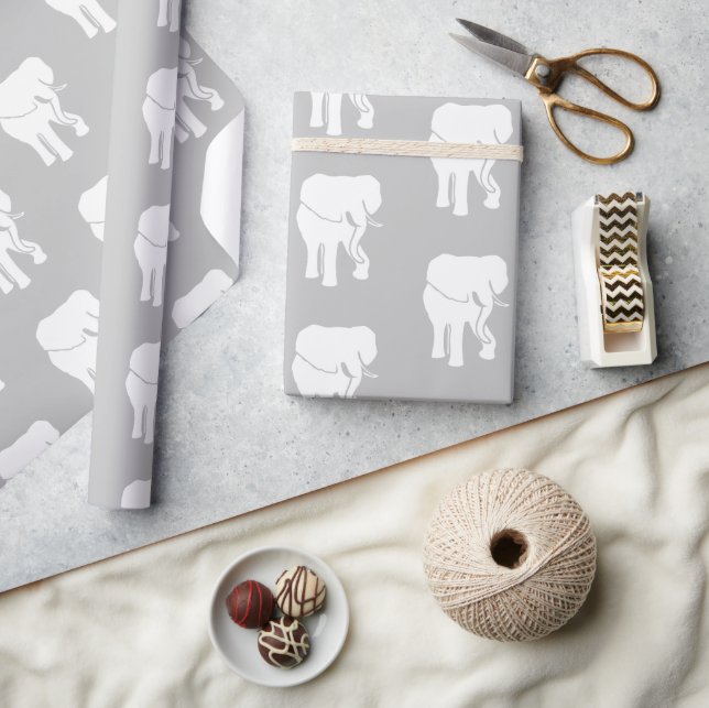 Cute White Elephant Gift Exchange Christmas Game Wrapping Paper (Crafts)