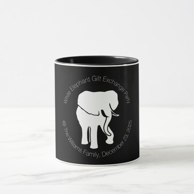 Cute White Elephant Gift Exchange Party Souvenir Mug (Center)