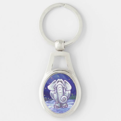 Cute White Elephant Gift Keychain