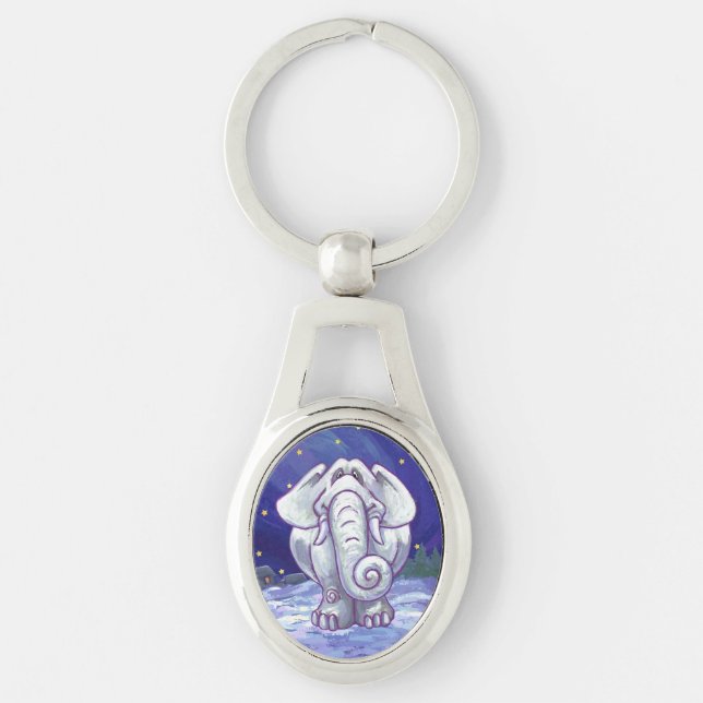 Cute White Elephant Gift Keychain (Front)