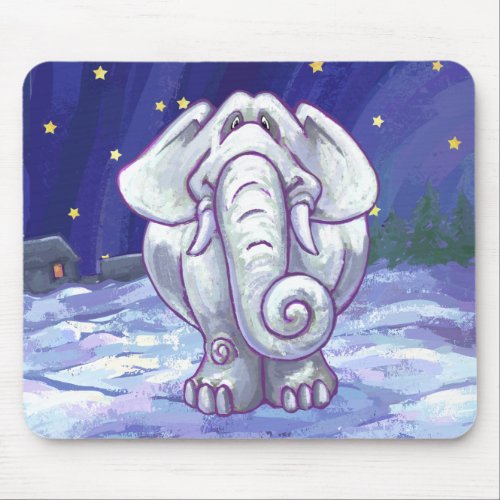 Cute White Elephant Gift Mouse Pad