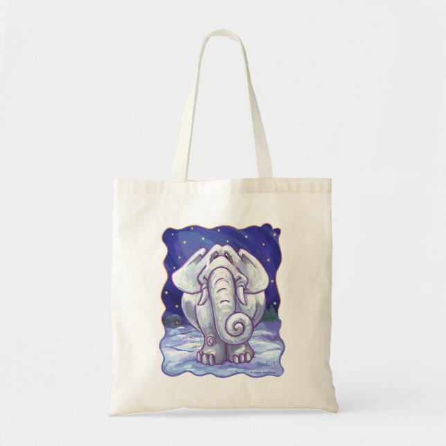 Cute White Elephant Gift Tote Bag (Front)