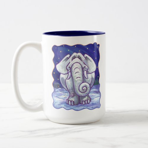 Cute White Elephant Gift Two_Tone Coffee Mug