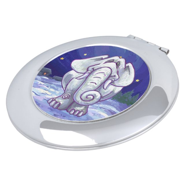 Cute White Elephant Gift Vanity Mirror (Turned)