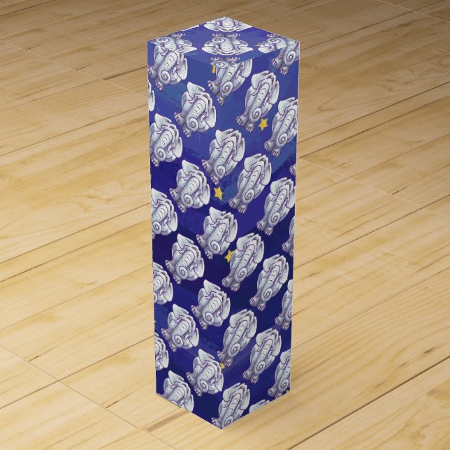 Cute White Elephant Gift Wine Gift Box (Front)