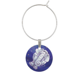Cute White Elephant Gift Wine Glass Charm