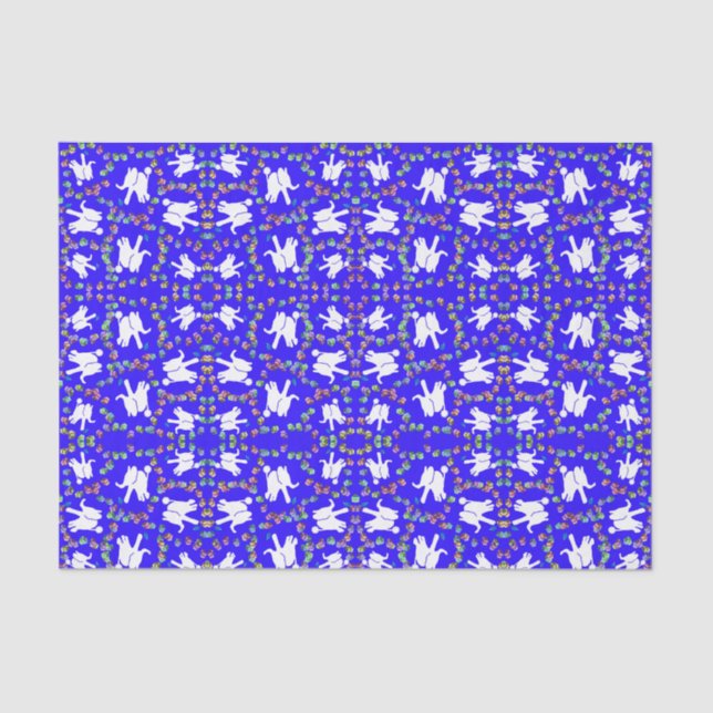 Cute white elephant Hanukkah gift tissue paper (Front)