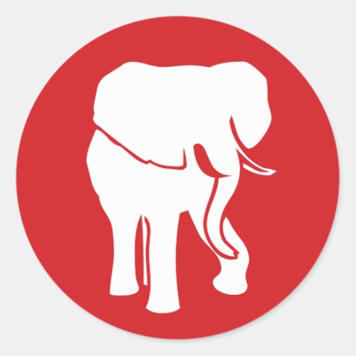 Cute White Elephant Logo choose background color Classic Round Sticker