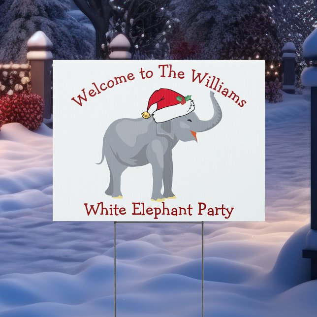 Cute White Elephant Party Custom Christmas Yard Sign (Creator Uploaded)