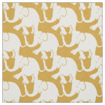 Cute White Elephants Pattern on mustard Fabric