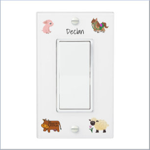 Cute White Farm Animal Babies Light Switch Cover