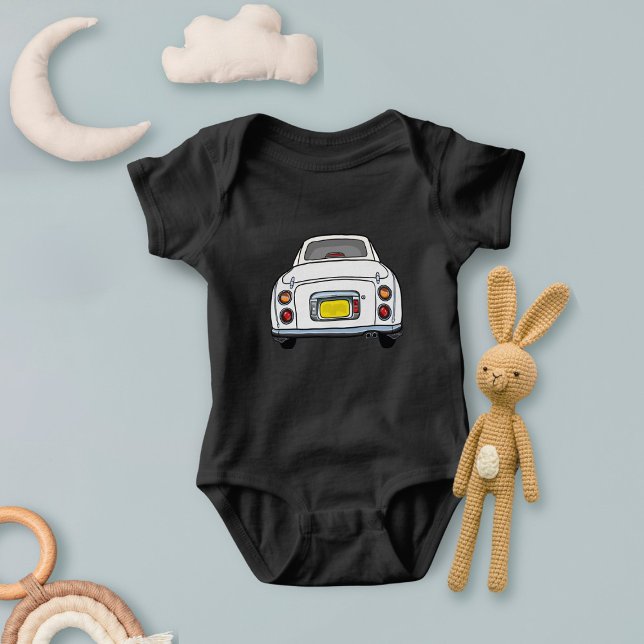 Cute White Figaro Car Figarations Baby Bodysuit (A cute white figaro car baby bodysuit)