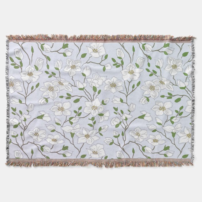 Cute White Floral Ditsy Pattern Throw Blanket