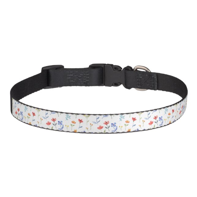 Cute White Floral Pet Dog Medium Collar Animal  (Front)