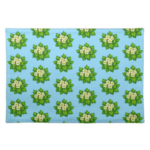 Cute white flowers and green leaves Wrapping Paper Cloth Placemat