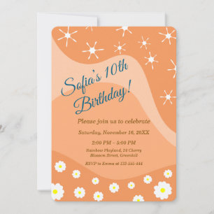 Cute white flowers Birthday Party Invitation