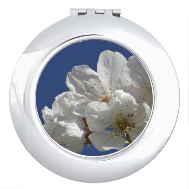Cute White Flowers Compact Mirror (Front)