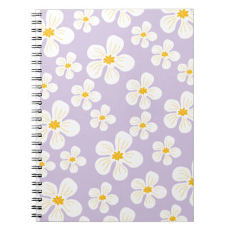 Cute White Flowers Design for Back to School Notebook