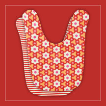 Cute White Flowers on All-Over Print Red Floral