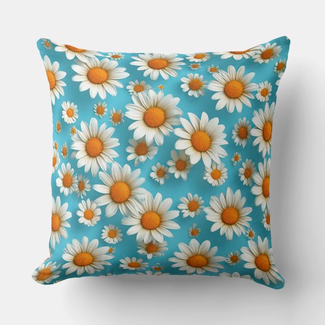Cute White flowers Throw Pillow (Front)
