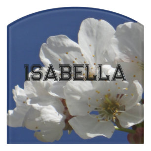 Cute White Flowers Throw Pillow Door Sign