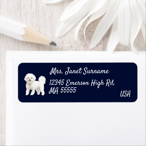 Cute white fluffy Bolonese Maltese Shih tzu Bichon Label