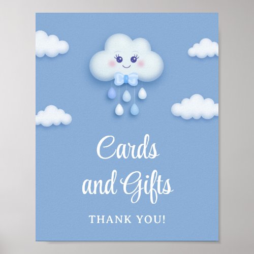 Cute white fluffy cloud nine blue cards and gifts poster