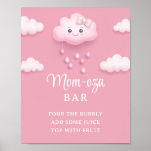 Cute white fluffy cloud nine pale pink Mom-osa bar Poster
