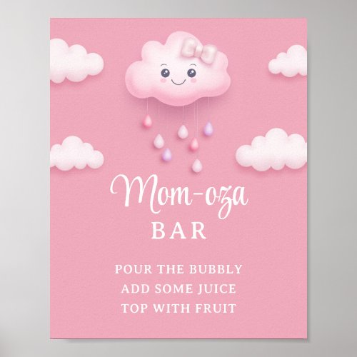 Cute white fluffy cloud nine pale pink Mom_osa bar Poster