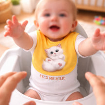 Cute White Fox Belly Up Baby Bib 