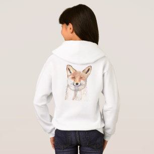 Cute white fox watercolor Forest Wildlife Girl Hoodie
