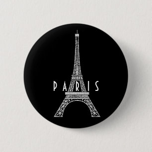 Cute white France Paris Eiffel tower Button
