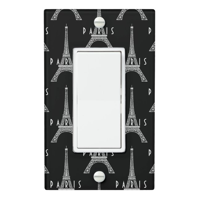 Cute white France Paris Eiffel tower Button Light Switch Cover (In Situ)