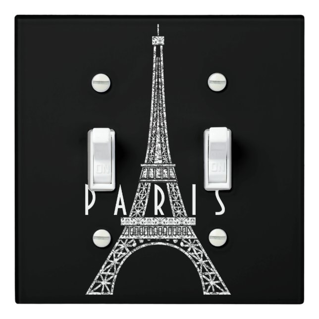 Cute white France Paris Eiffel tower Button Light Switch Cover (In Situ)