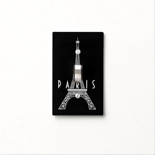 Cute white France Paris Eiffel tower Button Light Switch Cover