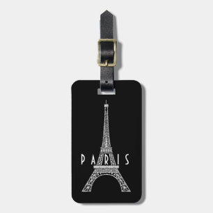 Cute white France Paris Eiffel tower Button Luggage Tag