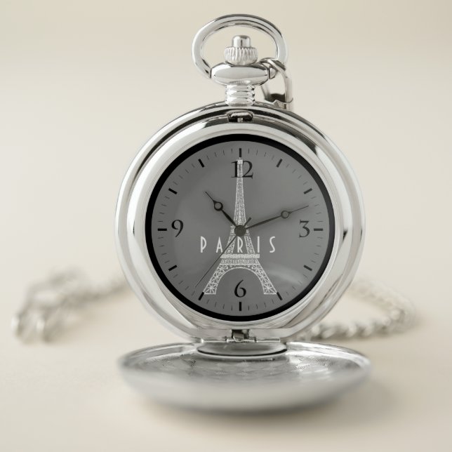 Cute white France Paris Eiffel tower Button Pocket Watch (Inside)