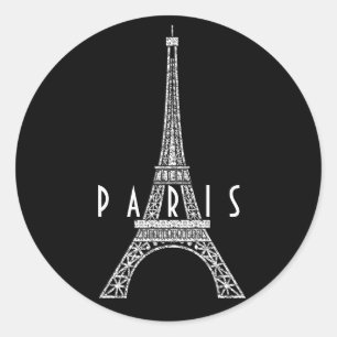 Cute white France Paris Eiffel tower Classic Round Sticker