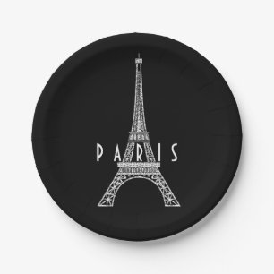 Cute white France Paris Eiffel tower Paper Plates