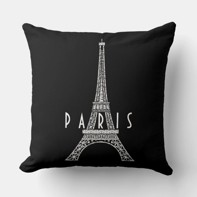 Cute white France Paris Eiffel tower Throw Pillow (Front)