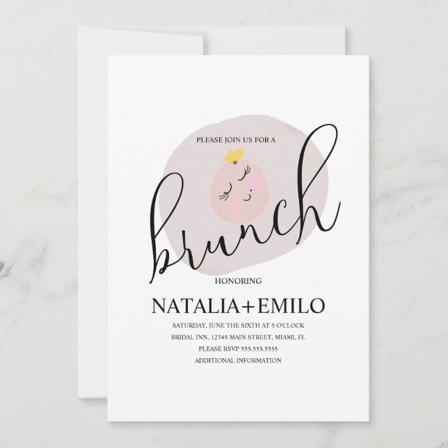 Cute White Fried Egg Brunch Invitation (Front)