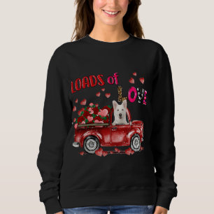 Cute White German Shepherd Dog Driving Red Truck H Sweatshirt