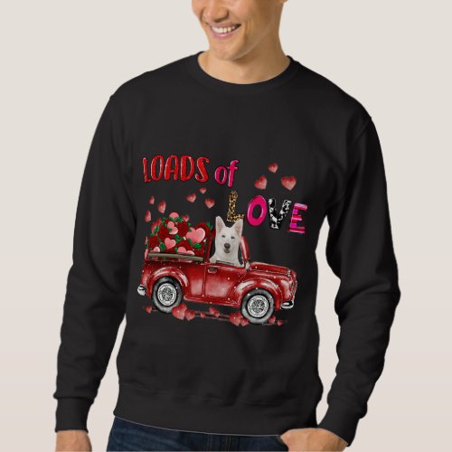 Cute White German Shepherd Dog Driving Red Truck H Sweatshirt