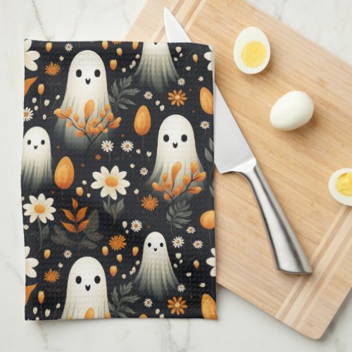 Cute White Ghost Autumn Kitchen Towel